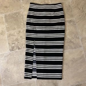Striped B&W Pencil Skirt w/ Slit